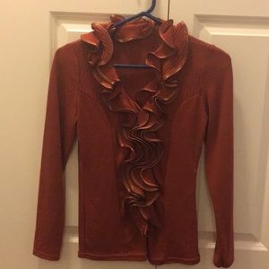 Tiziana Cervasio rustic orange/red ruffled sweater